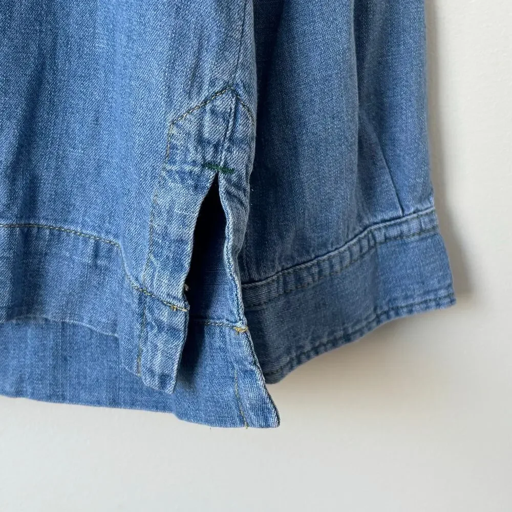 Faherty Linen Denim Oceanview Blouse Sz S - Picture 6 of 9